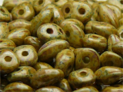 Preciosa Twin Pressed Beads 2.5x5mm Chartreuse Opal Picasso (ca. 10g)