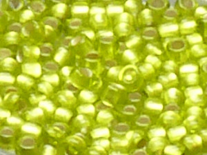 TOHO Round Beads 8/0 - 24F Silver-Lined Frosted Lime Green (ca. 10g)