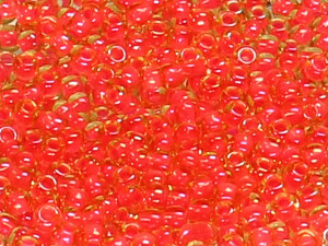TOHO Round Beads 11/0 - 979 Neon Pink-Lined Light Topaz (ca. 10g)