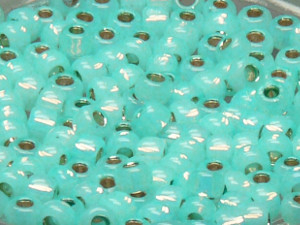 TOHO Round Beads 8/0 - PF2117 Silver-Lined Milky Aqua (60g Vorteilspack)