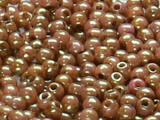 Czech Pressed Beads 2mm - Luster Opaque Rose/Gold Topaz