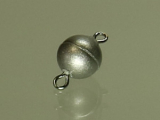 Super-Magnetverschluss Kugel 6mm mit Öse, Farbe Silber matt