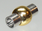 Magnetverschluss Zylinder Kugel 19x7/11mm Edelstahl, Farbe: Gold