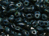 Preciosa Twin Pressed Beads 2.5x5mm Dark Blue-Gray Picasso (ca.10g)