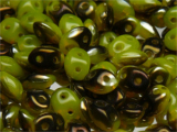 Preciosa Twin Pressed Beads 2.5x5mm Chartreuse Opal Bronze (ca. 10g)
