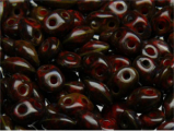 Preciosa Twin Pressed Beads 2.5x5mm Red Opaque Earth Picasso (ca. 10g)