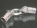 Verschluss Schlangenkopf mit Ring, Farbe: Antik Silber, Länge 75mm/ Ø 10mm innen