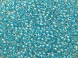TOHO Round Beads 15/0 - 183 Opaque Aqua-Lined Luster Crystal (ca. 6g)